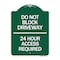Signmission Do Not Block Driveway 24 Hour Access Required, Green & White Aluminum Sign, 18" H, GW-1824-24178 A-DES-GW-1824-24178 - alternate 1